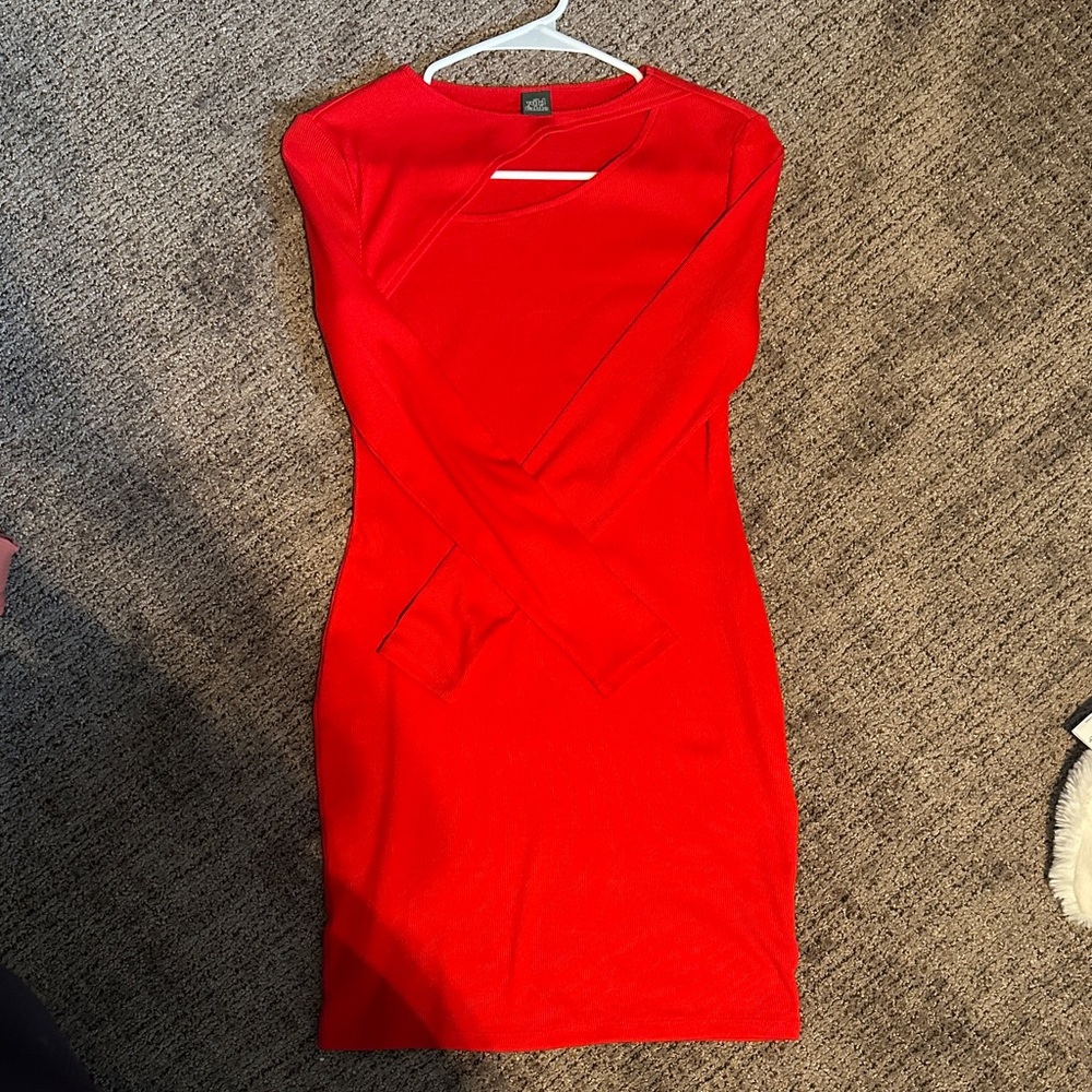 Wild Fable Vibrant Red Long Sleeve Dress